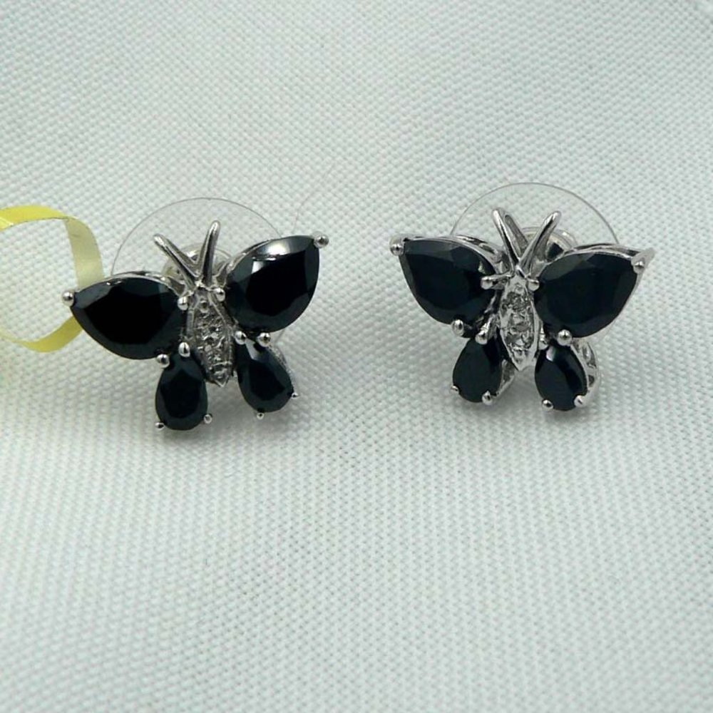Genuine Thai Black Spinel Butterfly Earrings